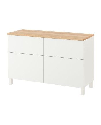 Brightform, Storage combination w doors/drawers, white/Lappviken/Stubbarp white, 120x42x76 cm