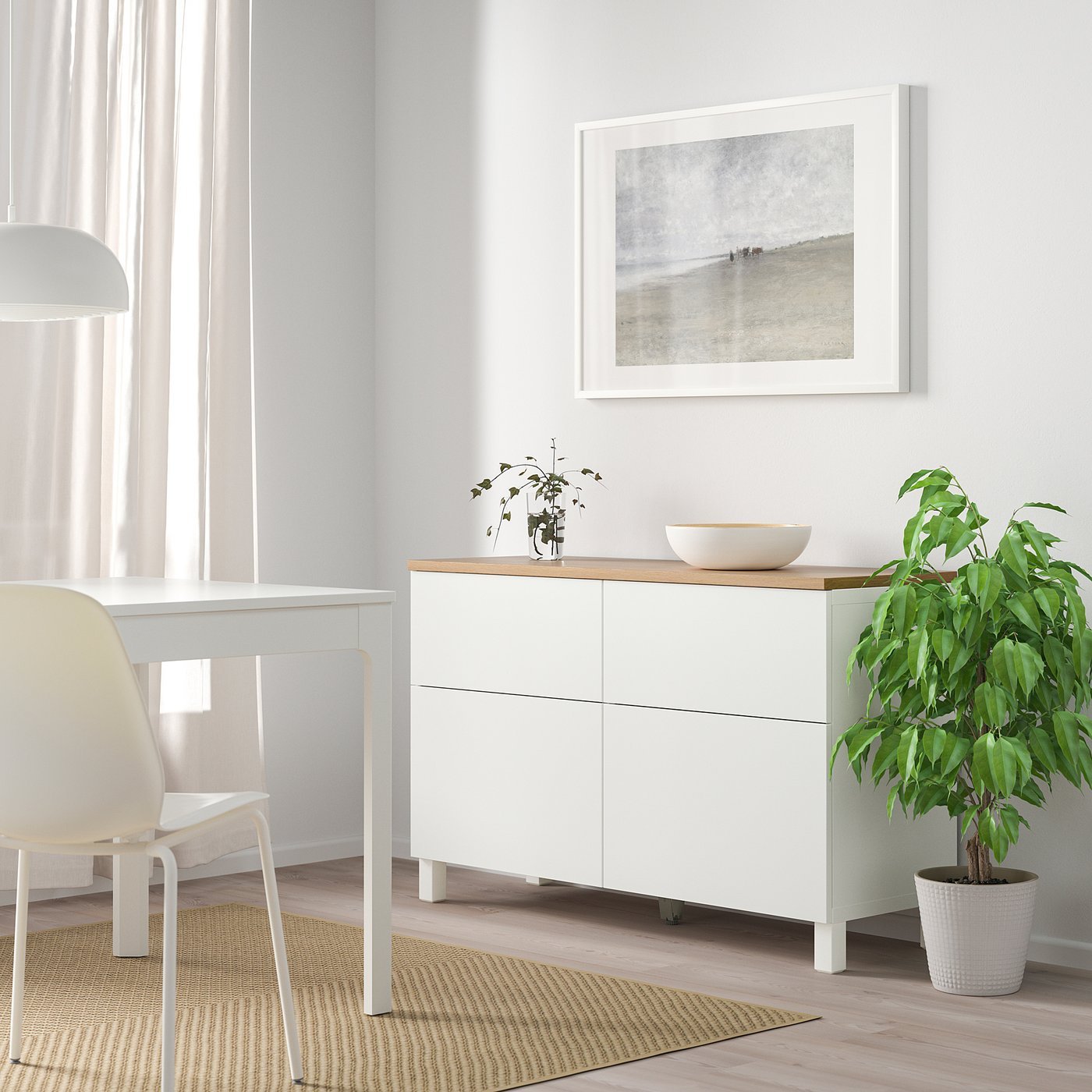 Brightform, Storage combination w doors/drawers, white/Lappviken/Stubbarp white, 120x42x76 cm