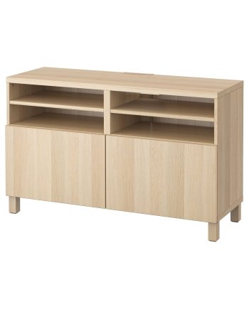 Vista Bench, TV bench with doors, white stained oak effect/Lappviken/Stubbarp white stained oak effect, 120x42x74 cm