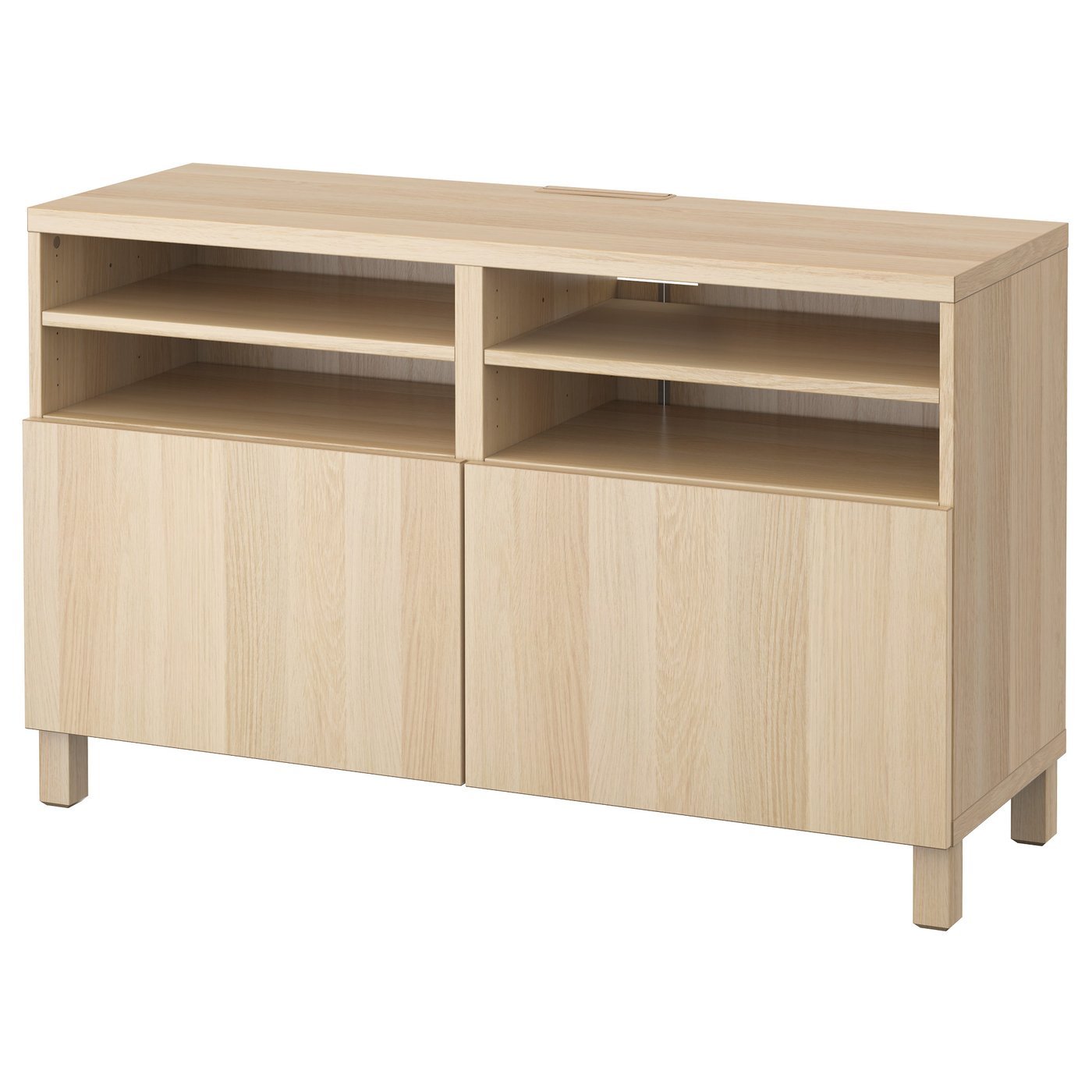 Vista Bench, TV bench with doors, white stained oak effect/Lappviken/Stubbarp white stained oak effect, 120x42x74 cm