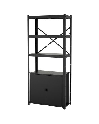 Urban Tier, Shelving unit with cabinet, black, 85x40x190 cm