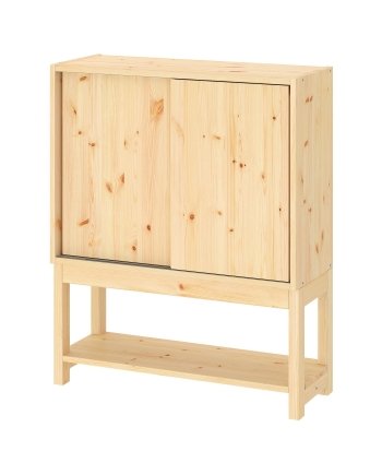 Slidepine, Shelv unit w sliding doors, pine, 80x30x97 cm