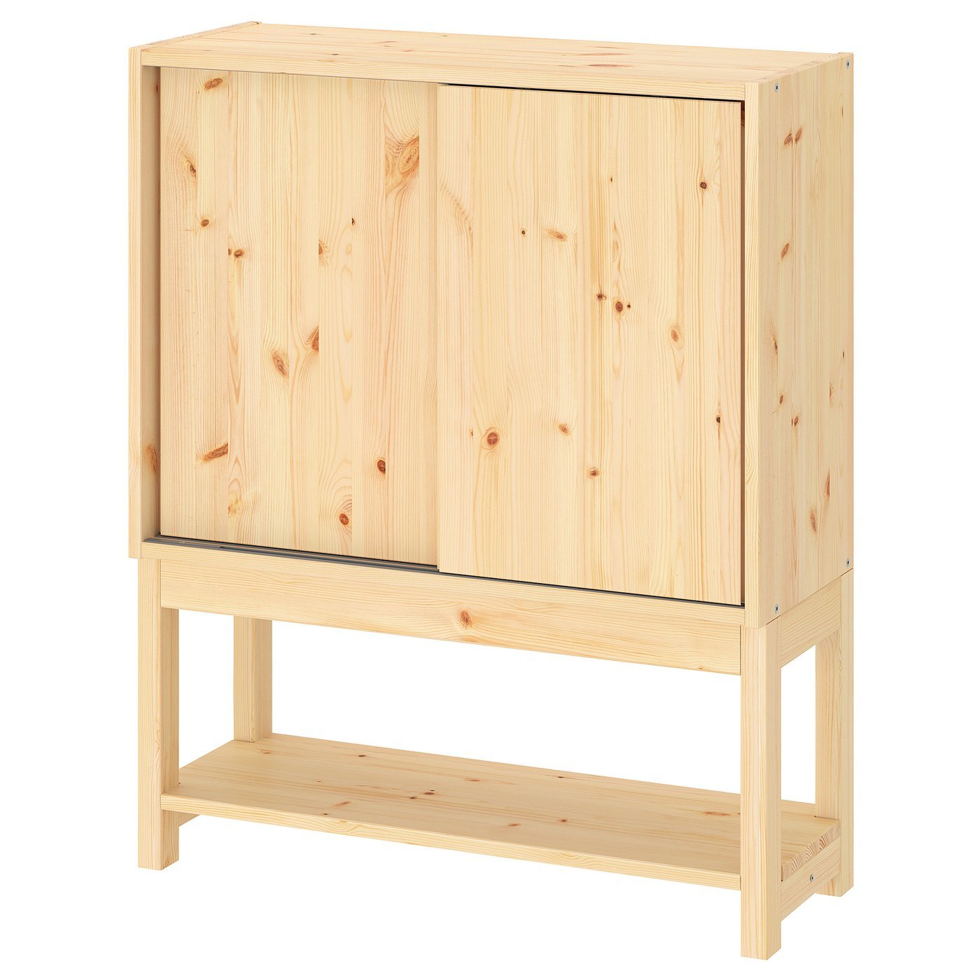 Slidepine, Shelv unit w sliding doors, pine, 80x30x97 cm