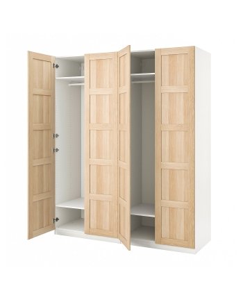 Oaklight XL, Wardrobe, white/white stained oak effect, 200x60x236 cm