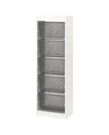 Greybox Slim, Storage combination with boxes, white/dark grey, 46x30x145 cm