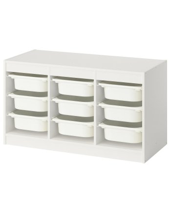 Whitebox Short, Storage combination with boxes, white/white, 99x44x56 cm